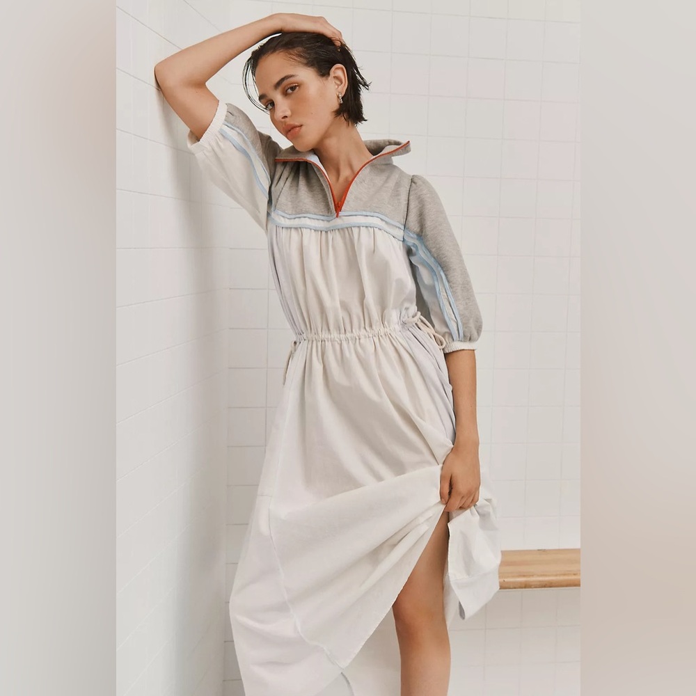 NWT! Anthropologie Daily Practice Amplitude Drawstring Midi Dress - Multiple